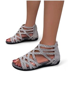 JeashCHAT Summer Flat Bottomed Strappy Women's Shoes size 40